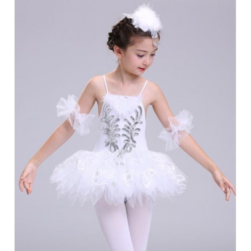 White ballet dress for girls swan lake competition stage performance dance studio tutu dance dresses